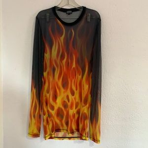Dolls Kill Mesh Flame Shirt